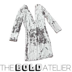 Sequin white silver sexy mini dress